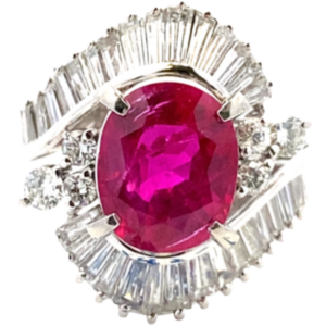 Pt･Pm900 ビルマ産非加熱パープリッシュレッドルビー・ダイヤモンド リング R2.24・D0.99ct