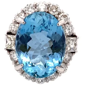 Pt･Pm900 アクアマリン・ダイヤモンド リング 9.971 ct 1.75 ct