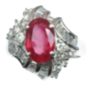 Pt･Pm900 レッドスピネル・ダイヤモンド リング 2.08 ct 0.76 ct