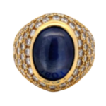 K18 スターサファイア・ダイヤモンド リング 14.35 ct D2.23 ct