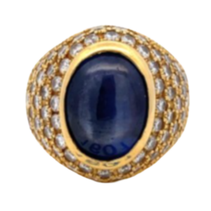 K18 スターサファイア・ダイヤモンド リング 14.35 ct D2.23 ct