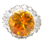 Pt・Pm900 オレンジ石・ダイヤモンド リング S10.62・D1.63ct