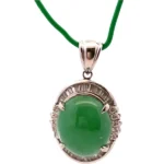 Pt･Pm900 翡翠・ダイヤモンド ネックレス/ペンダントトップ 9.71・0.63ct