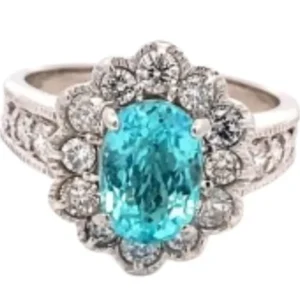 Pt･Pm900 パライバトルマリン・ダイヤモンド リング 1.76 ct D0.72 ct