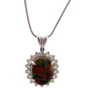 Pt･Pm900 ブラックオパール・ダイヤモンド ネックレスペンダントトップ 1.67 ct D0.62 ct