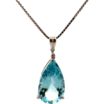 Pt850/Pt900 アクアマリン・ダイヤモンド ネックレス/ペンダントトップ 19.51・D0.06ct