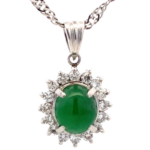 Pt900/Pt850 翡翠・ダイヤモンド ネックレス/ペンダントトップ 2.224・0.42ct