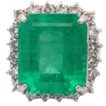 Pt･Pm900 コロンビア産エメラルド・ダイヤモンド リング 23.21 ct D2.46 ct