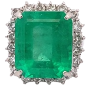 Pt･Pm900 コロンビア産エメラルド・ダイヤモンド リング 23.21 ct D2.46 ct