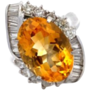 Pt･Pm900 シトリン・ダイヤモンド リング 12 ct D1.13・1.08 ct