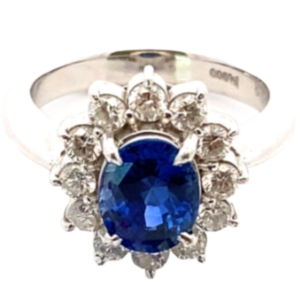 Pt･Pm900 スリランカ産非加熱ディープブルーサファイア・ダイヤモンド リング 2.23・0.79ct