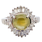 Pt･Pm900 クリソベリルキャッツアイ・ダイヤモンド リング 4.18・D0.94ct