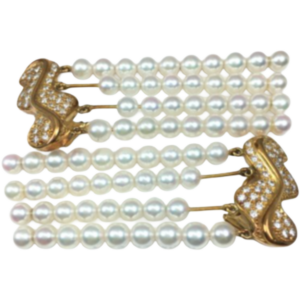 K18 パール・ダイヤモンド ピアス/イヤリング 0.42・0.41 ct