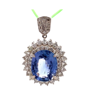 Pt･Pm900 スリランカ産ブルーサファイア・ダイヤモンド ネックレス/ペンダントトップ 10.46・2.41ct