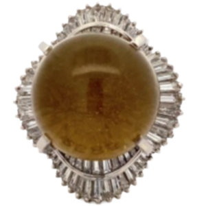 Pt･Pm900 クォーツキャッツアイ・ダイヤモンド リング 24.58 ct 2.96 ct