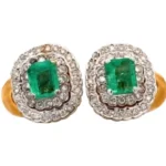 K18 K14 エメラルド・ダイヤモンド ピアス