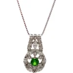 Pt850/Pt900 デマントイドガーネット・ダイヤモンド ネックレス/ペンダントトップ 0.23・D0.77ct