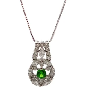 Pt850/Pt900 デマントイドガーネット・ダイヤモンド ネックレス/ペンダントトップ 0.23・D0.77ct