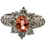 Pt･Pm900 パパラチアサファイア・ダイヤモンド リング 1.078・D1.36ct