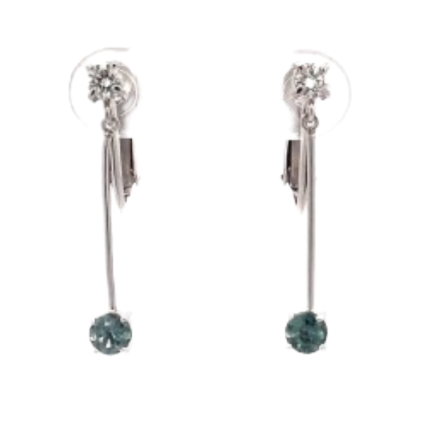 Pt･Pm900 アレキサンドライト ダイヤモンド イヤリング 0.1ct 0.1ct