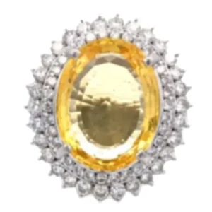 Pt･Pm900 スリランカ産非加熱イエローサファイア・ダイヤモンド リング 11.57 ct D2.43 ct
