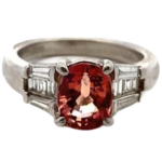 Pt･Pm900 パパラチアサファイア・ダイヤモンド 1.82・D0.37ct