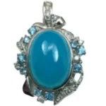 K18WG カルセドニー・水色石・ダイヤモンド ネックレス/ペンダントトップ 13.88 ct 0.56・D0.194 ct