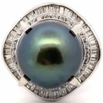 Pt･Pm900 パール・ダイヤモンド リング 1.36ct