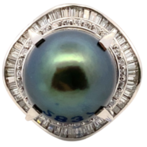 Pt･Pm900 パール・ダイヤモンド リング 1.36ct