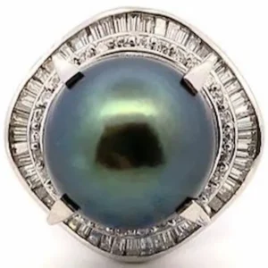 Pt･Pm900 パール・ダイヤモンド リング 1.36ct