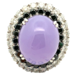 Pt･Pm900 ラベンダー翡翠・ダイヤモンド リング 17.72・B1.11・D1.64ct