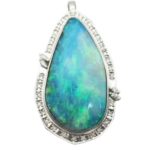 Pt･Pm900 オパール・ダイヤモンド ブローチ 29.05 ct D0.43 ct