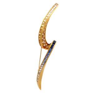 K18 サファイア・ダイヤモンド ブローチ S3.02ct