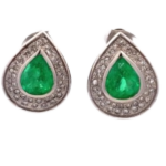 Pt・Pm900 エメラルド・ダイヤモンド ピアス/イヤリング 1.31・1.37 ct 0.26・0.27 ct