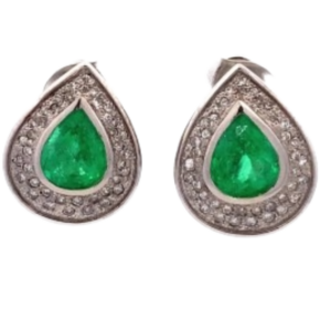 Pt･Pm900 エメラルド・ダイヤモンド ピアス/イヤリング 1.31・1.37 ct 0.26・0.27 ct