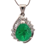 Pt･Pm900 コロンビア産エメラルド・ダイヤモンド ネックレス/ペンダントトップ 6.43 ct 1.5 ct