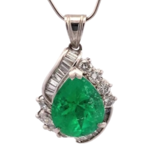Pt･Pm900 コロンビア産エメラルド・ダイヤモンド ネックレス/ペンダントトップ 6.43 ct 1.5 ct