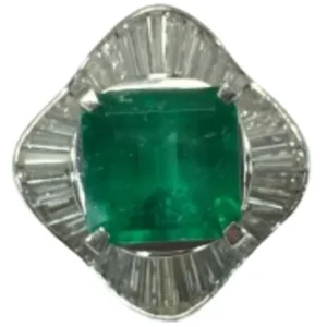 Pt･Pm900 コロンビア産エメラルド・ダイヤモンド リング 4.55 ct D1.78 ct
