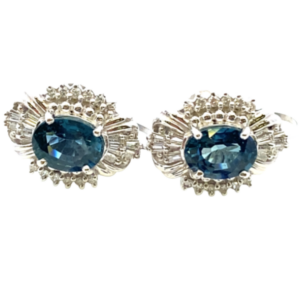 Pt･Pm900 サファイア・ダイヤモンド ピアス/イヤリング S1.63・D0.21・S1.79・D0.21ct