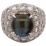 Pt･Pm900 クリソベリルキャッツアイ・ダイヤモンド リング 7.01・D3.11ct