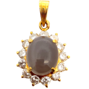 K18 シリマナイトキャッツアイ・ダイヤモンド ネックレス/ペンダントトップ 4.09・0.85ct