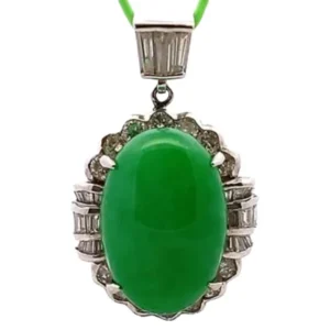 Pt･Pm900 翡翠・ダイヤモンド 18.23・2.18ct