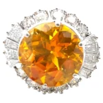 Pt･Pm900 オレンジ石・ダイヤモンド リング S10.62・D1.63ct