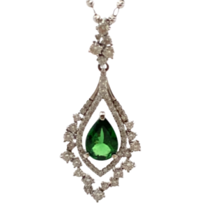 K18WG グロッシュラーガーネット・ダイヤモンド ネックレス/ペンダントトップ 2.04・D1.25ct