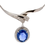 Pt850/Pt900 スリランカ産非加熱ブルーサファイア・ダイヤモンド ネックレス/ペンダントトップ 10.3 ct 0.73・0.41 ct