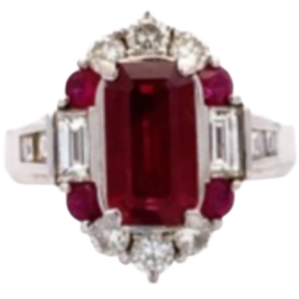 Pt･Pm900 ミャンマー産ルビー・ダイヤモンド リング 2.58 ct 0.37・D1.01 ct