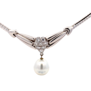 K18/K14WG パール・ダイヤモンド ネックレス/ペンダントトップ 0.95ct