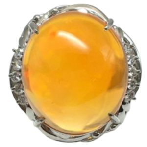 Pt･Pm900 ファイヤーオパール・ダイヤモンド リング 12.25 ct D0.19 ct