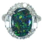 Pt・Pm900 ブラックオパール・ダイヤモンド リング 3.84 ct D1.24 ct