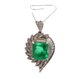 Pt･Pm900 コロンビア産エメラルド・ダイヤモンド ネックレスペンダントトップ E12.85 ct D1.5 ct